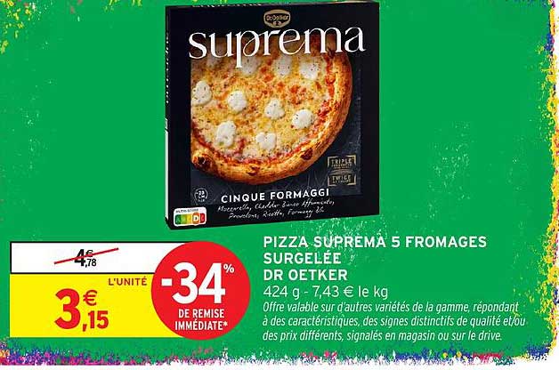 PIZZA SUPREMA 5 FROMAGES SURGELÉE DR OETKER