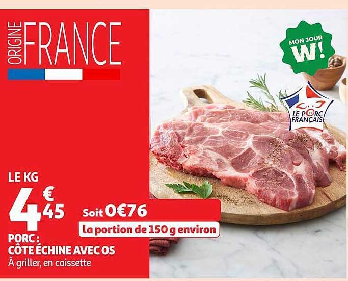 PORC : CÔTE ÉCHINE AVEC OS