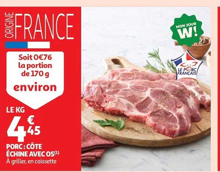 PORC : CÔTE ÉCHINE AVEC OS(1)