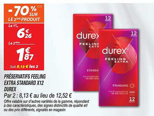PRÉSERVATIFS FEELING EXTRA STANDARD X12 DUREX