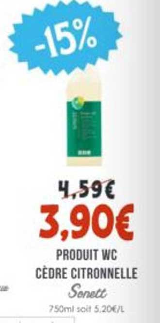 PRODUIT WC CÈDRE CITRONNELLE Sonett 750ml soit 5.20€/L