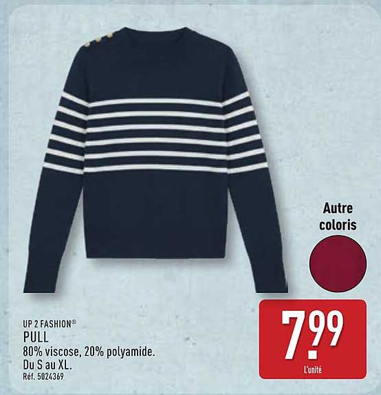 PULL 80% viscose, 20% polyamide. Du S au XL.