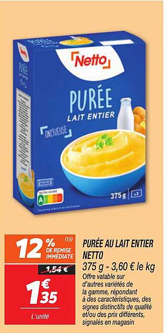PURÉE AU LAIT ENTIER NETTO 375 g
