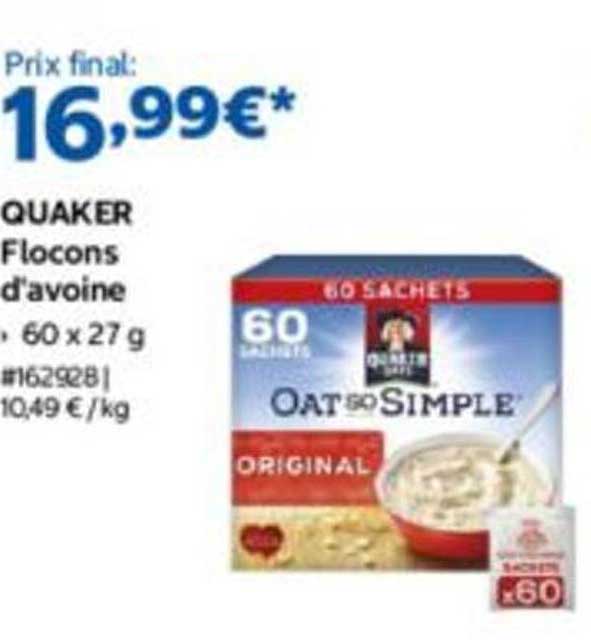 QUAKER Flocons d’avoine • 60 x 27 g