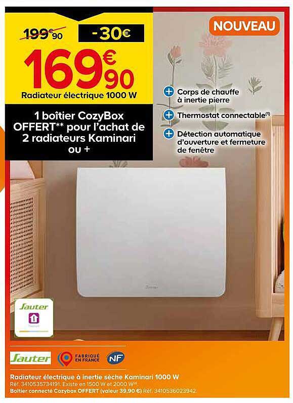 Radiateur électrique à inertie sèche Kamarini 1000 W