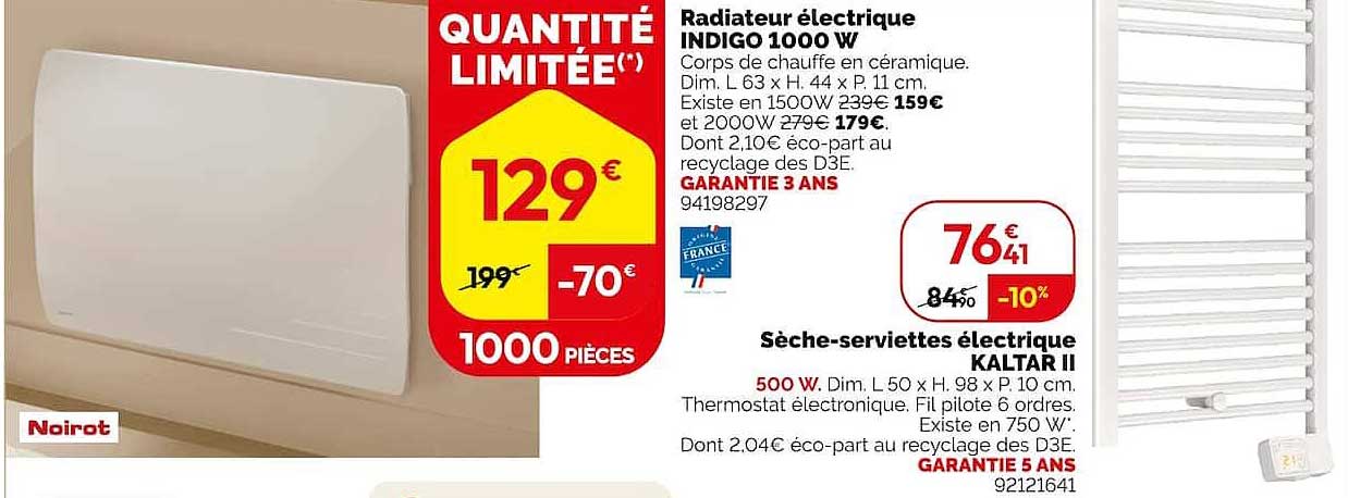 Radiateur électrique INDIGO 1000 W