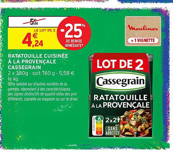 RATATOUILLE CUISINÉE À LA PROVENÇALE CASSEGRAIN