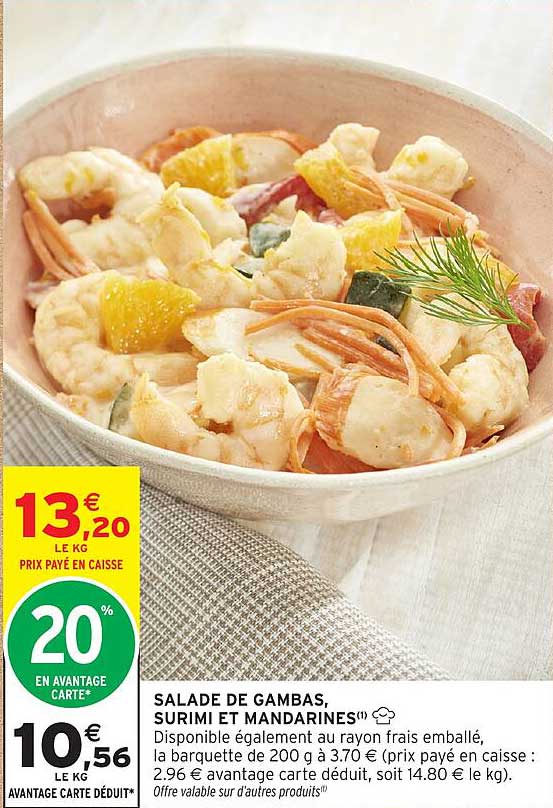 SALADE DE GAMBAS, SURIMI ET MANDARINES