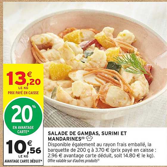SALADE DE GAMBAS, SURIMI ET MANDARINES
