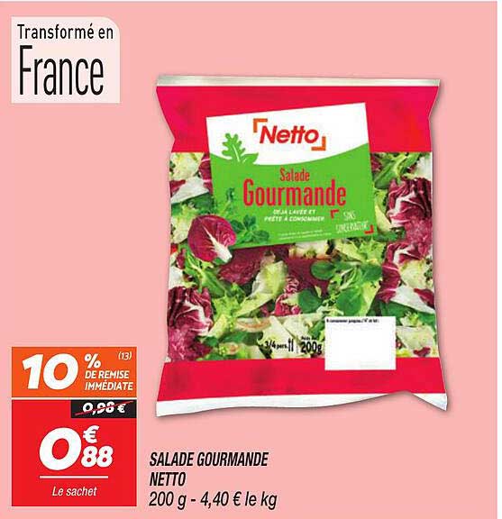 SALADE GOURMANDE NETTO 200 g - 4,40 € le kg