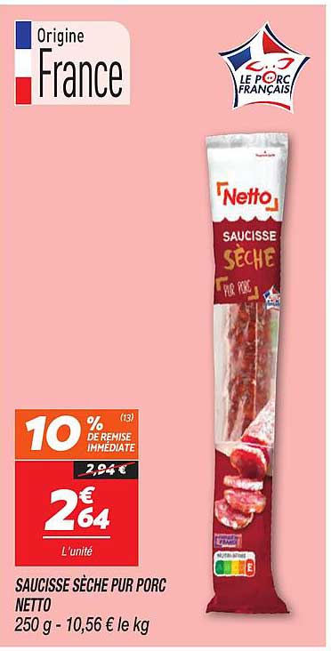 SAUCISSE SÈCHE PUR PORC NETTO