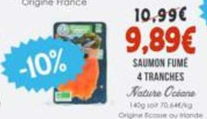 SAUMON FUMÉ 4 TRANCHES Nature Océane