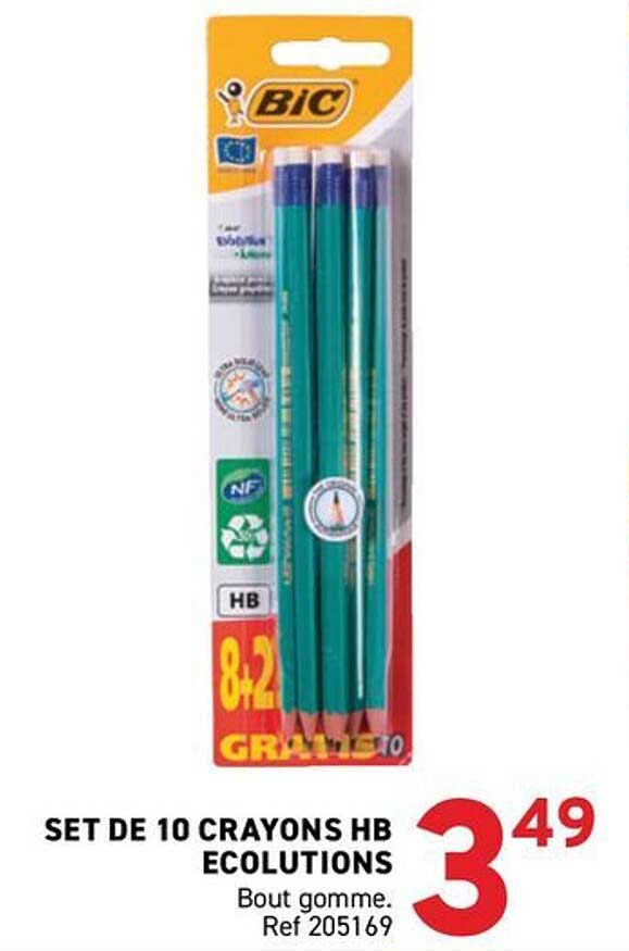 SET DE 10 CRAYONS HB ECOLUTIONS Bout gomme. Ref 205169