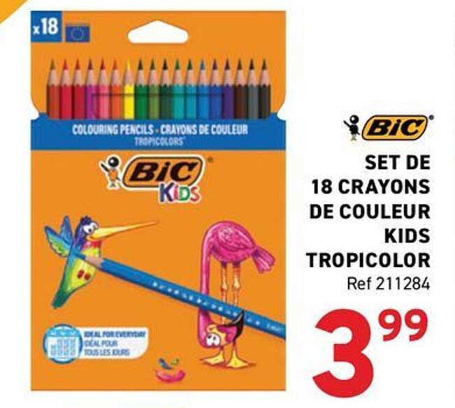 SET DE 18 CRAYONS DE COULEUR KIDS TROPICOLOR
