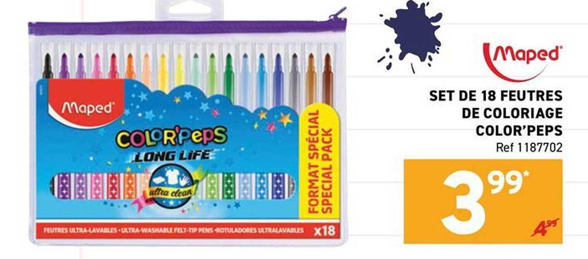 SET DE 18 FEUTRES DE COLORIAGE COLOR’PEPS