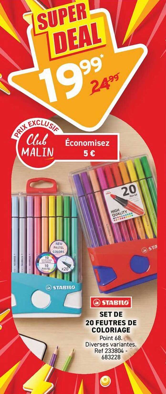 SET DE 20 FEUTRES DE COLORIAGE