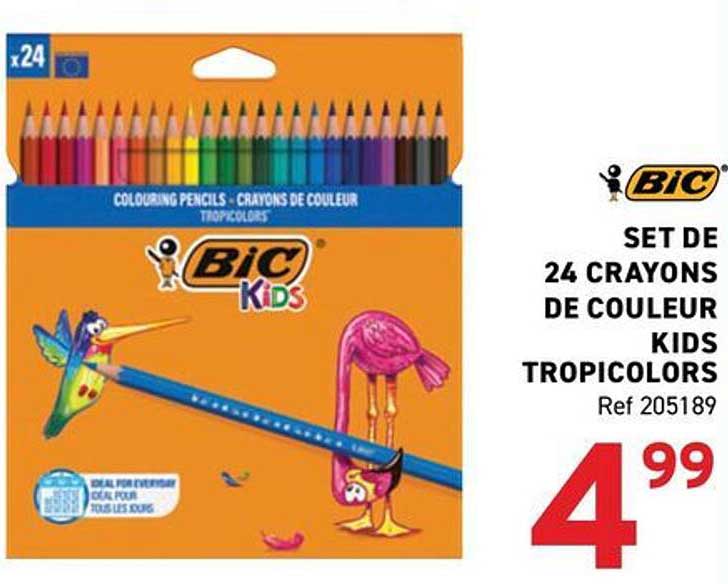 SET DE 24 CRAYONS DE COULEUR KIDS TROPICOLORS