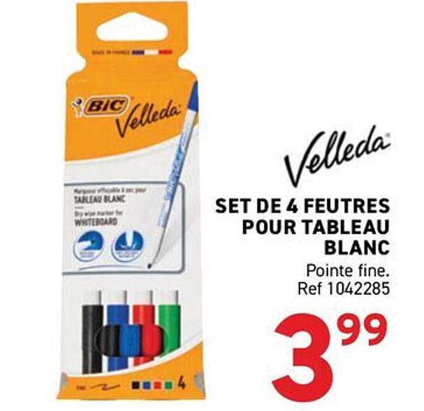 SET DE 4 FEUTRES POUR TABLEAU BLANC