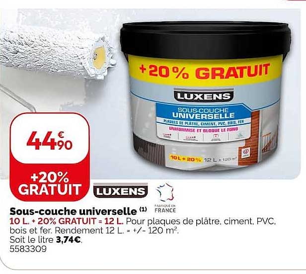 Sous-couche universelle 10 L + 20% GRATUIT = 12 L