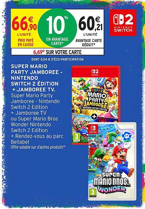 SUPER MARIO PARTY JAMBOREE - NINTENDO SWITCH 2 ÉDITION + JAMBOREE TV. Super Mario Party Jamboree - Nintendo Switch 2 Edition + Jamboree TV ou Super Mario Bros Wonder Nintendo Switch 2 Edition + Rendez-vous au parc Bellabel