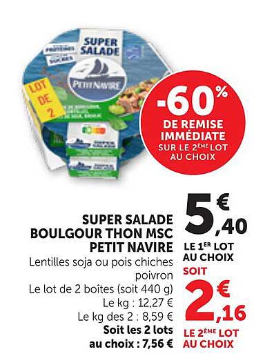 SUPER SALADE BOULGOUR THON MSC PETIT NAVIRE
