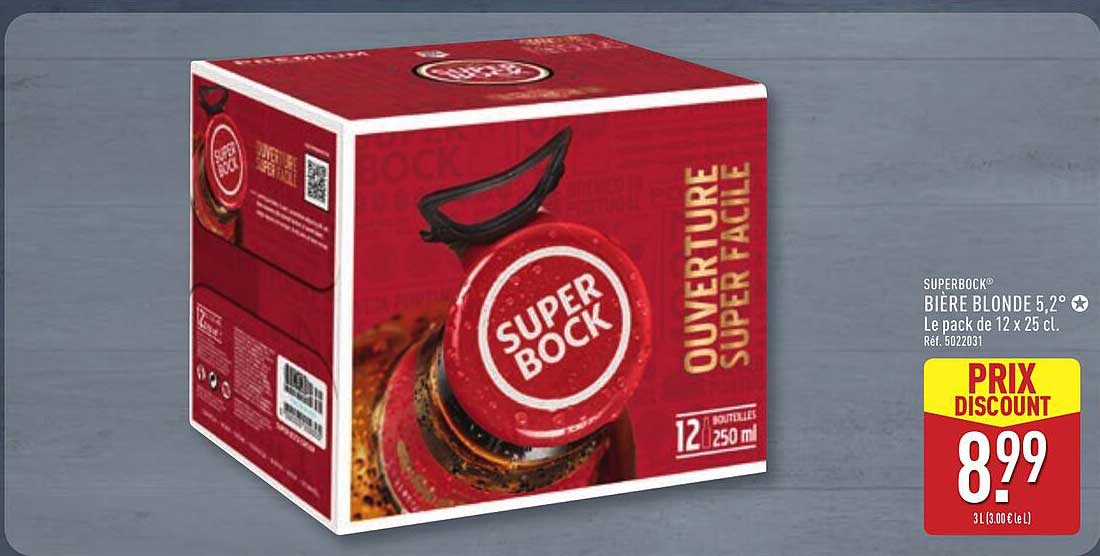 SUPERBOCK BIÈRE BLONDE 5,2° Le pack de 12 x 25 cl.
