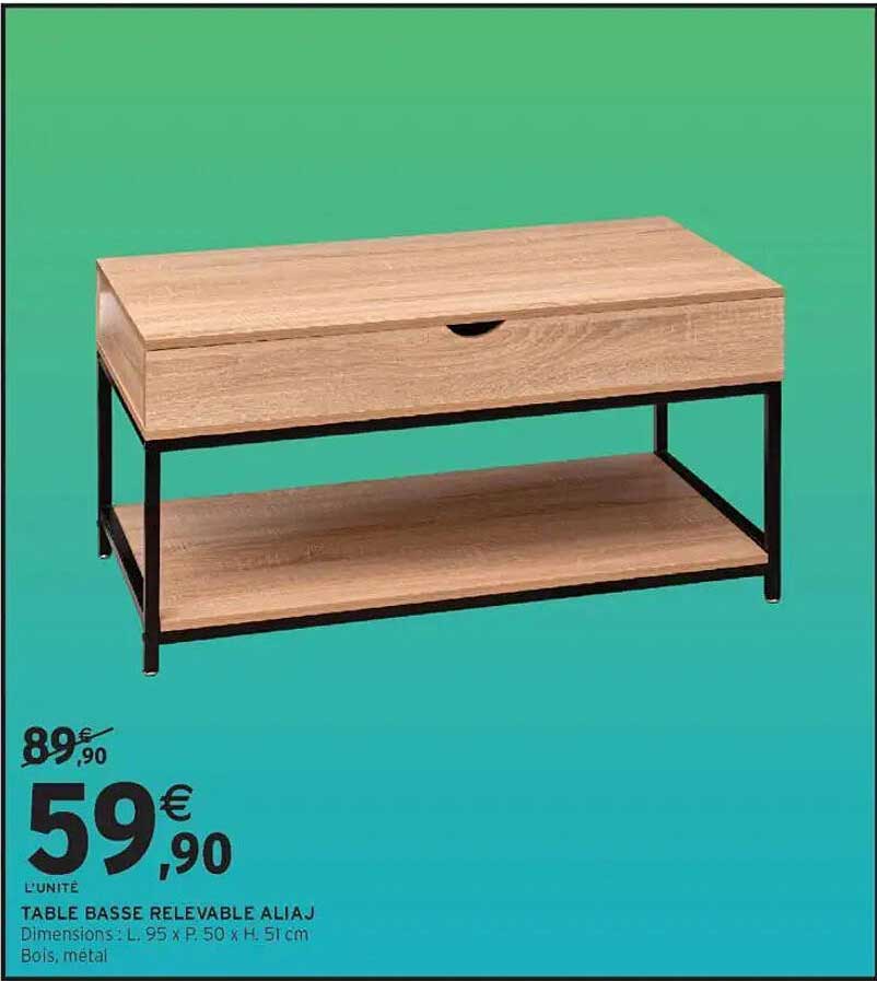 TABLE BASSE RELEVABLE ALIAJ