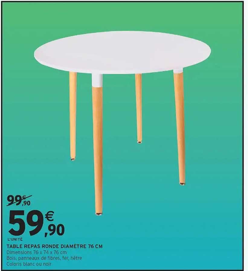 TABLE REPAS RONDE DIAMÈTRE 76 CM