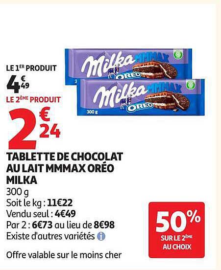 TABLETTE DE CHOCOLAT AU LAIT MMMAX OREO MILKA