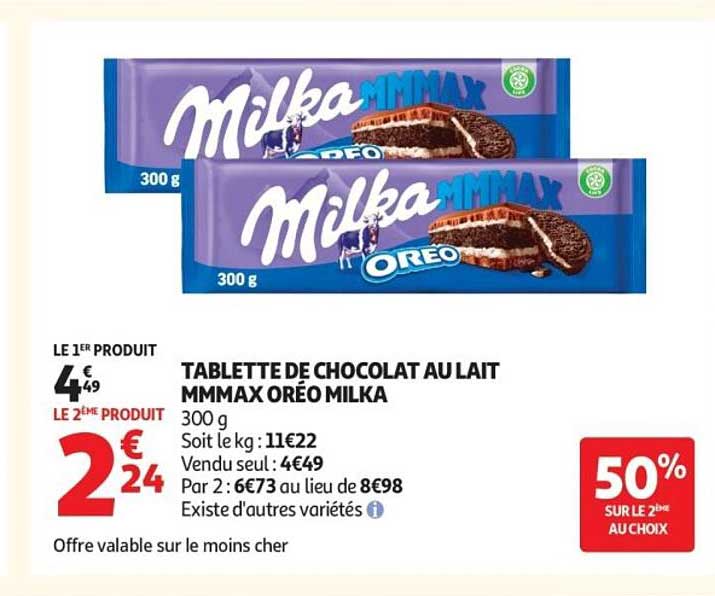 TABLETTE DE CHOCOLAT AU LAIT MMMAX ORÉO MILKA