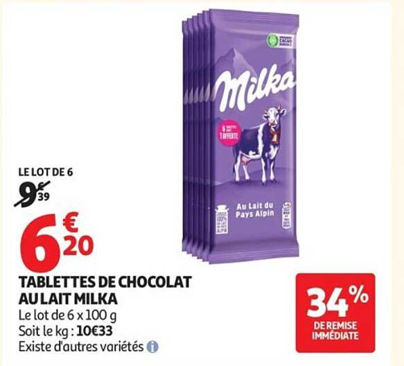 TABLETTES DE CHOCOLAT AU LAIT MILKA