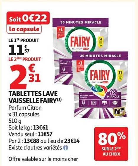 TABLETTES LAVE VAISSELLE FAIRY(1) Parfum Citron x 31 capsules 510 g