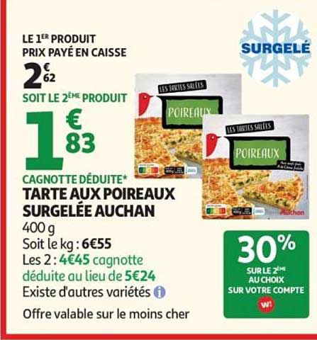 TARTE AUX POIREAUX SURGELÉE AUCHAN