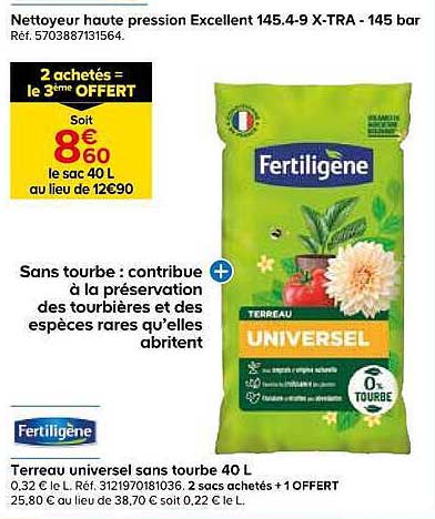 Terreau universel sans tourbe 40 L