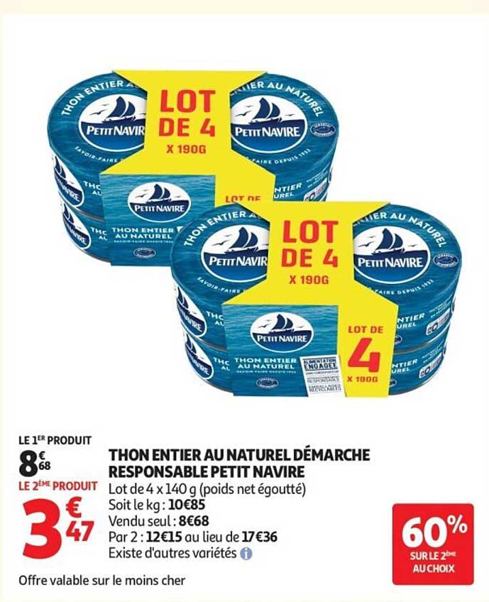 THON ENTIER AU NATUREL DÉMARCHE RESPONSABLE PETIT NAVIRE