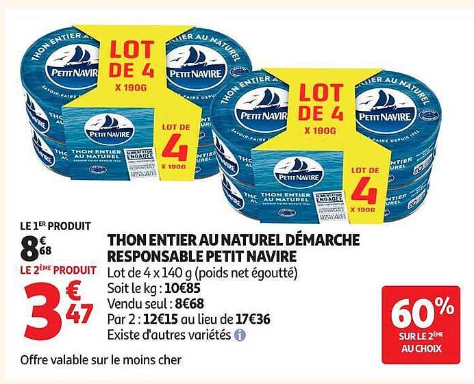 THON ENTIER AU NATUREL DÉMARCHE RESPONSABLE PETIT NAVIRE