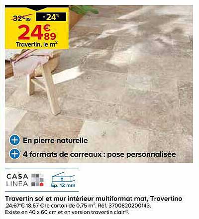 Travertin, le m²