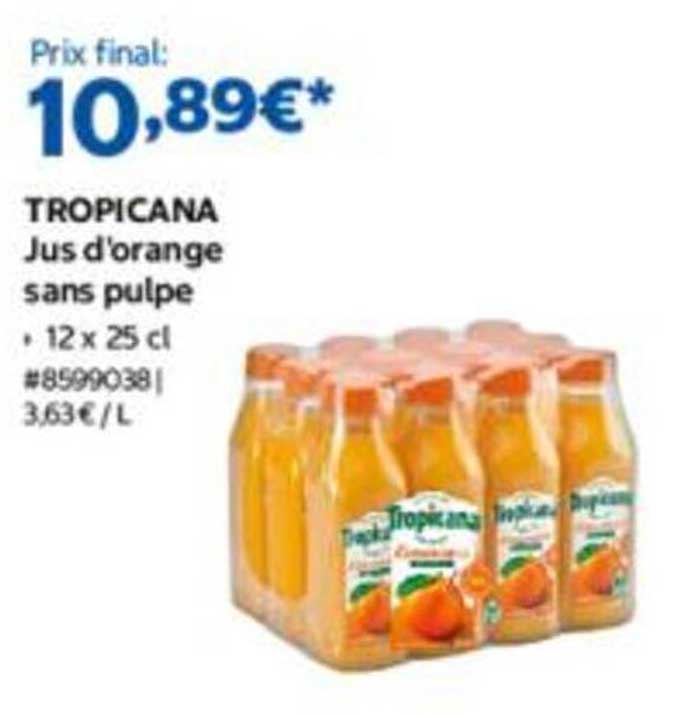TROPICANA Jus d'orange sans pulpe