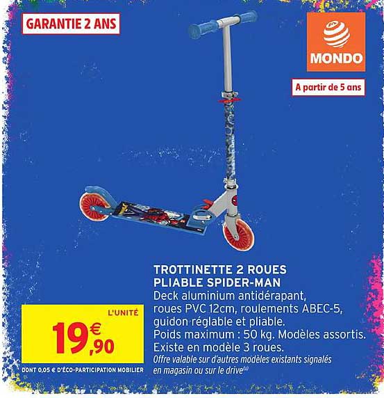TROTTINETTE 2 ROUES PLIABLE SPIDER-MAN