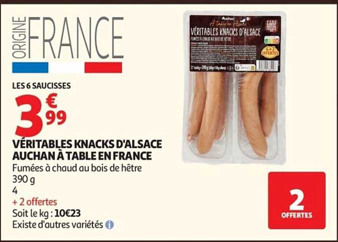 VÉRITABLES KNACKS D'ALSACE AUCHAN À TABLE EN FRANCE