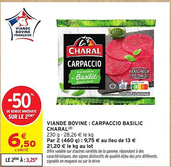 VIANDE BOVINE : CARPACCIO BASILIC CHARAL