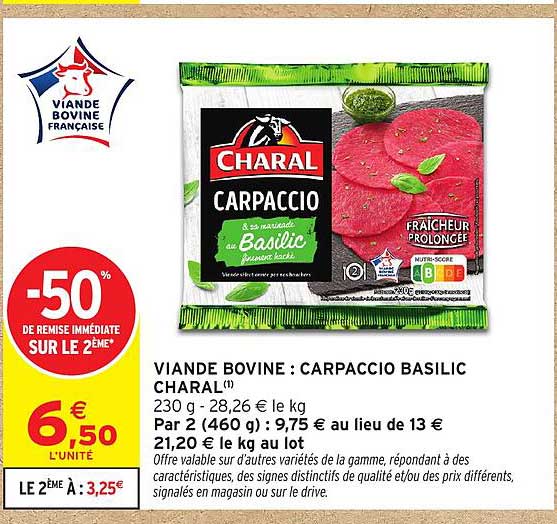 VIANDE BOVINE : CARPACCIO BASILIC CHARAL