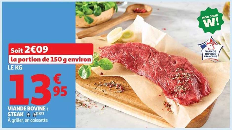 VIANDE BOVINE : STEAK À griller, en caissette