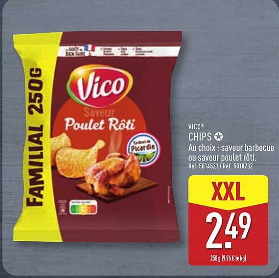 VICO CHIPS Au choix : saveur barbecue ou saveur poulet rôti.