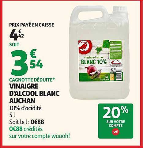 VINAIGRE D'ALCOOL BLANC AUCHAN