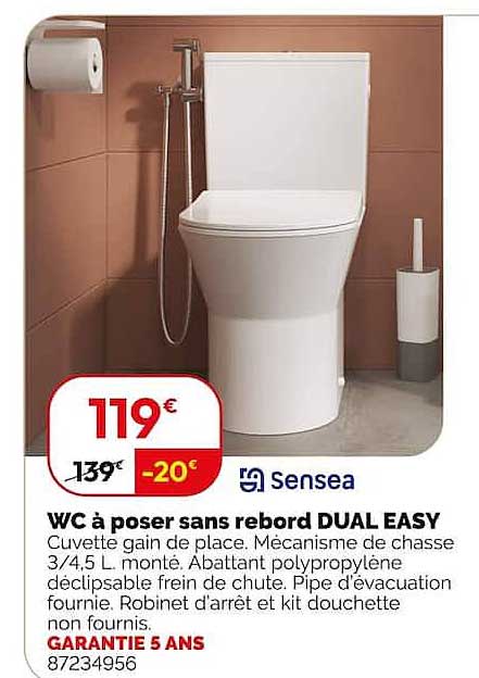 WC à poser sans rebord DUAL EASY