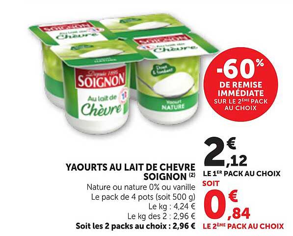 YAOURTS AU LAIT DE CHEVRE SOIGNON