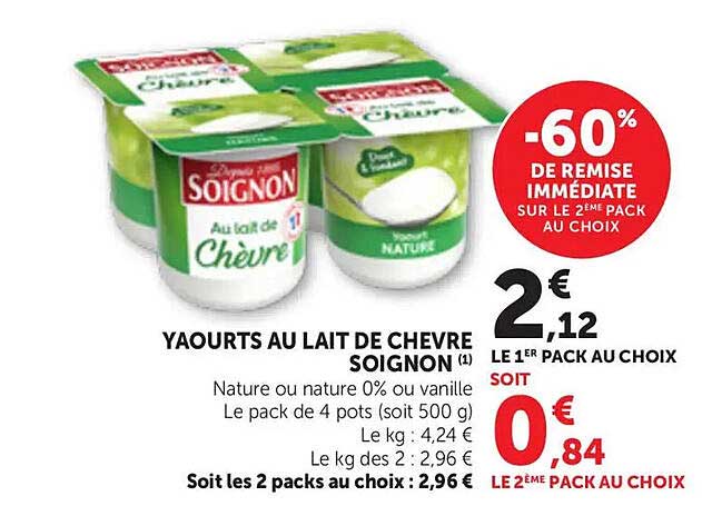 YAOURTS AU LAIT DE CHEVRE SOIGNON