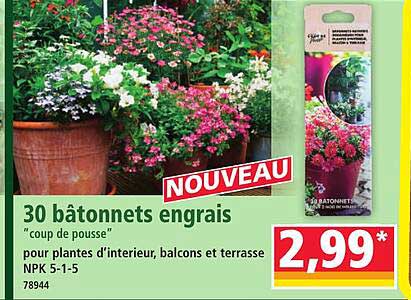 30 bâtonnets engrais "coup de pousse"