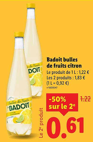 Badoit bulles de fruits citron